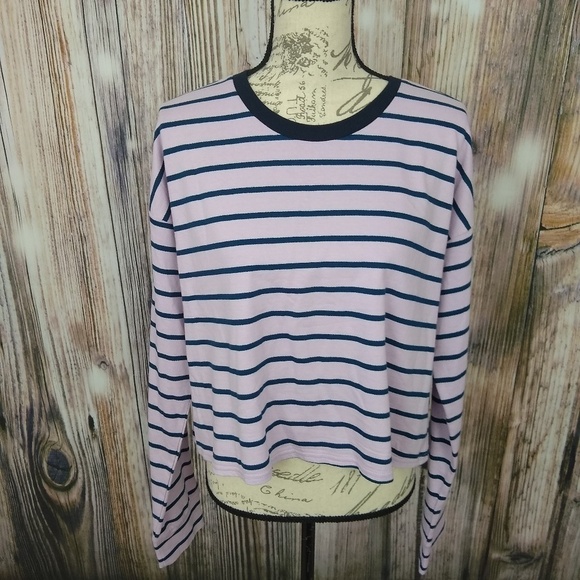 Code Mode Purple Stripe Cropped Long Sleeve Top - Picture 4 of 9